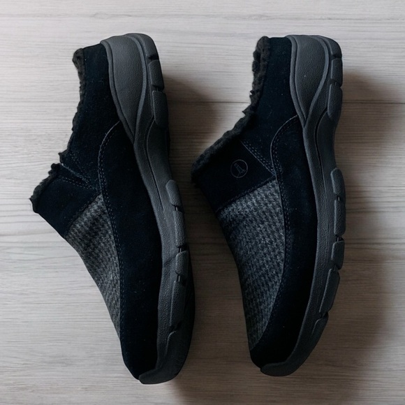 LANDS’ END Sherpa Lined Suede All Weather Black Mule Size 10 Durable Gothic Goth - Picture 10 of 12